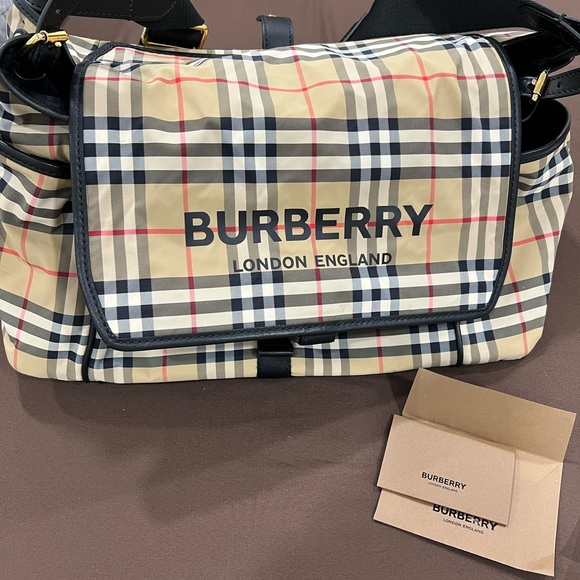 Burberry Beige Checkered Diaper Bag